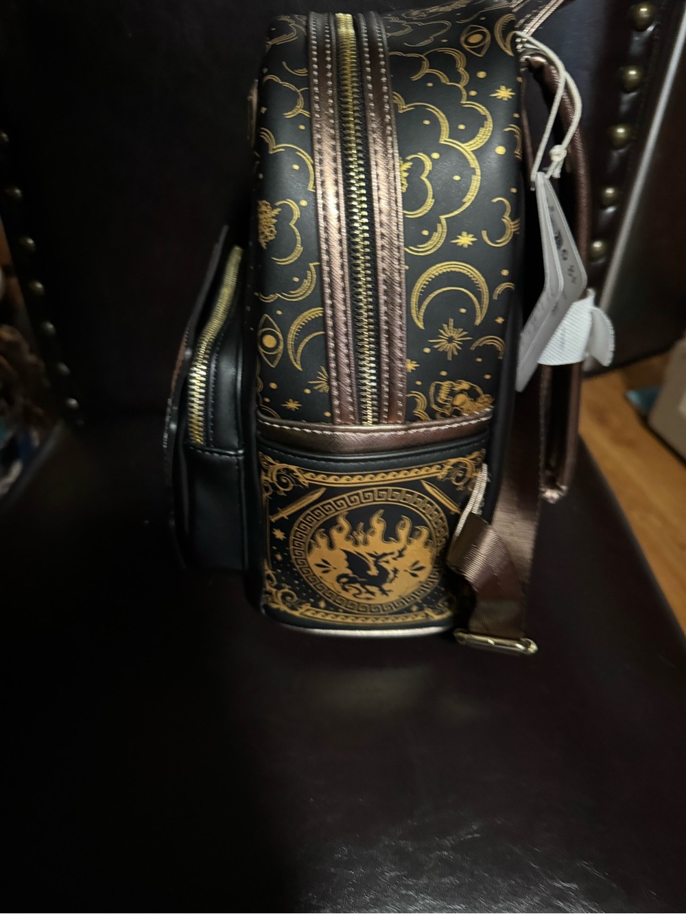Loungefly Black & Gold 'Book Stack' Mini Backpack with Multicolor Book Appliques - Picture 3 of 9